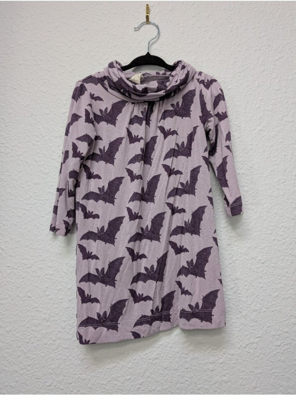Kate Quinn Bamboo Purple Bats Cowl Neck Dress 18-24 Months Spooky Halloween